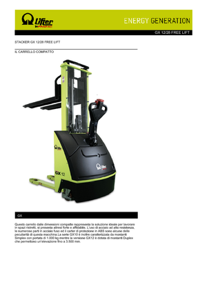 Ruční paletové vozíky PRAMAC Lifter GX 12/28 Free Lift