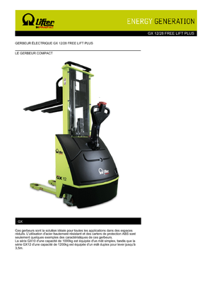 Ruční paletové vozíky PRAMAC Lifter GX 12/28 Plus Free Lift
