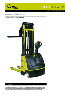 Ruční paletové vozíky PRAMAC Lifter LX 14/50 Triplex-Free Lift