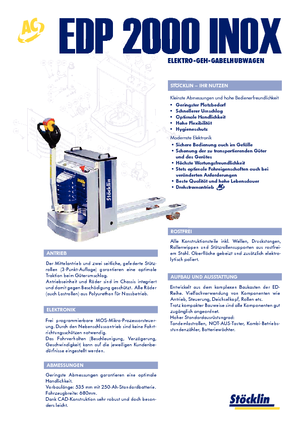 Ruční paletové vozíky Stöcklin EDP 2000 Inox