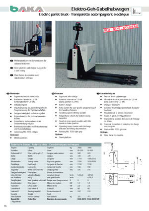 Ruční paletové vozíky Baka EGU 2013