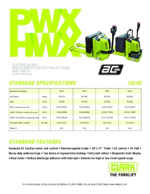 Ruční paletové vozíky Clark HWX 40