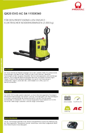 Ruční paletové vozíky PRAMAC Lifter QX 20 EVO