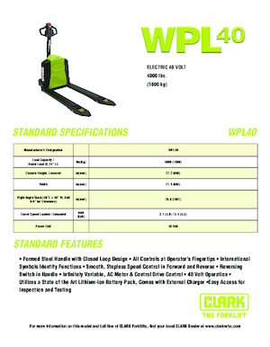 Ruční paletové vozíky Clark WPL 40