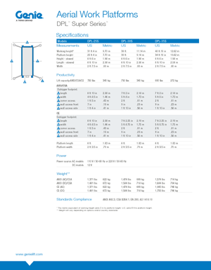 Sloupové pracovní plošiny Genie DPL 25 S