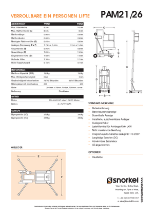 Sloupové pracovní plošiny Snorkel PAM26AC