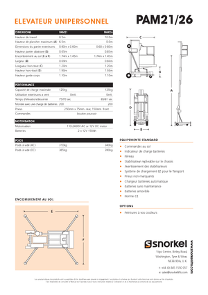 Sloupové pracovní plošiny Snorkel PAM26AC