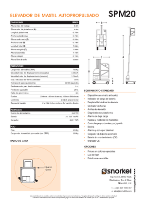 Sloupové pracovní plošiny Snorkel SPM20