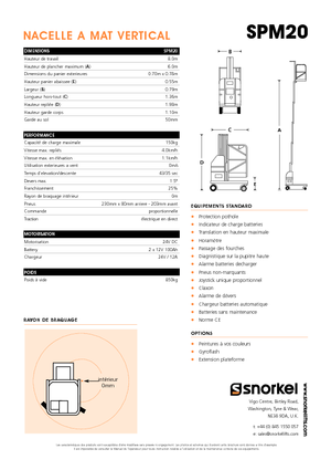 Sloupové pracovní plošiny Snorkel SPM20