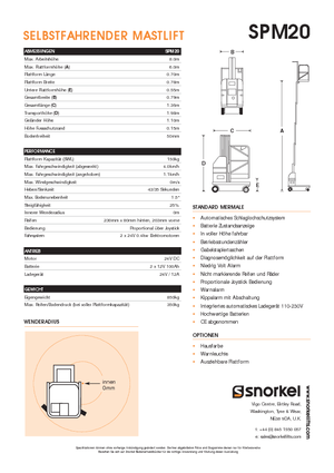 Sloupové pracovní plošiny Snorkel SPM20