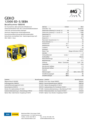 Benzínové elektrocentrály Geko ® 12000 ED-S/SEBA