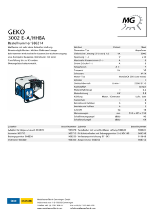 Benzínové elektrocentrály Geko ® 3002 E-A/HHBA*