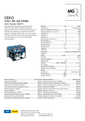 Benzínové elektrocentrály Geko ® 5401 ED-AA/HHBA