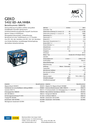 Benzínové elektrocentrály Geko ® 5402 ED-AA/HHBA*