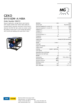 Benzínové elektrocentrály Geko ® 6410 EDW-A/HEBA