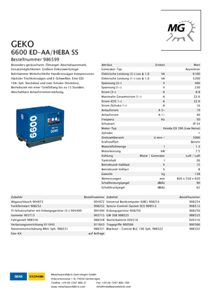Benzínové elektrocentrály Geko ® 6600 ED-AA/HEBA