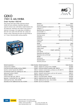 Benzínové elektrocentrály Geko ® 7401 E-AA/HHBA