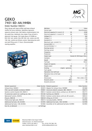 Benzínové elektrocentrály Geko ® 7401 ED-AA/HHBA