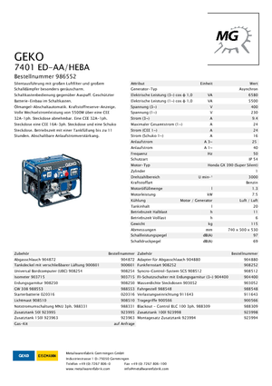 Benzínové elektrocentrály Geko ® 7401 ED-AA/HHBA