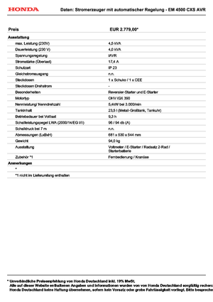 Benzínové elektrocentrály Honda EM 4500 CXS