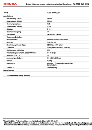 Benzínové elektrocentrály Honda EM 5500 CXS