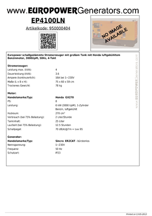 Benzínové elektrocentrály Europower EP4100LN (S)