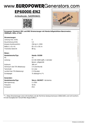Benzínové elektrocentrály Europower EP 6000 E-EN2 (S)
