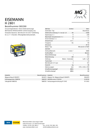 Benzínové elektrocentrály Eisemann H 2801