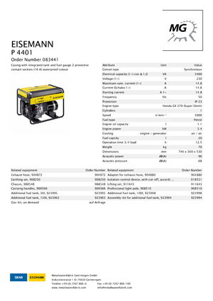 Benzínové elektrocentrály Eisemann P 4401