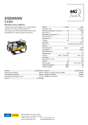 Benzínové elektrocentrály Eisemann S 6401