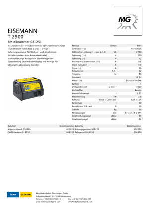 Benzínové elektrocentrály Eisemann T 2500