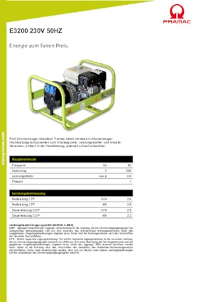 Benzínové elektrocentrály PRAMAC Lifter E 3200