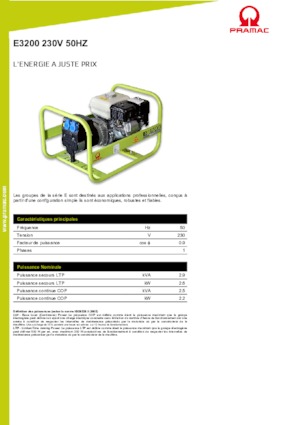 Benzínové elektrocentrály PRAMAC Lifter E 3200