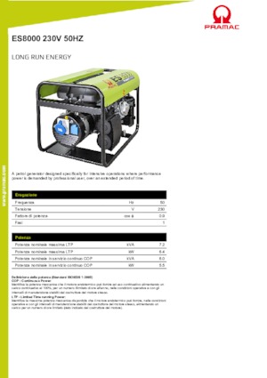 Benzínové elektrocentrály PRAMAC Lifter ES 8000