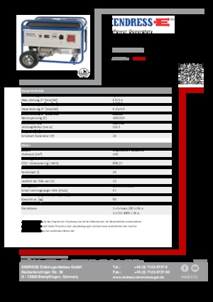 Benzínové elektrocentrály Endress ESE 6000 DBS