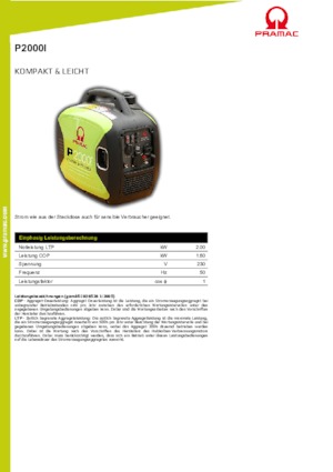Benzínové elektrocentrály PRAMAC Lifter P 2000 i