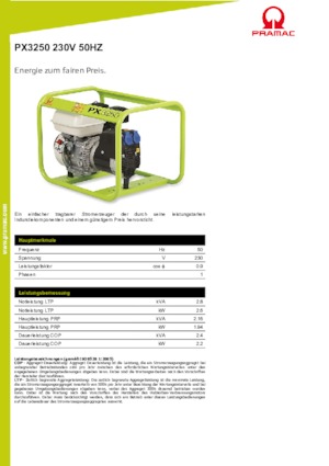 Benzínové elektrocentrály PRAMAC Lifter PX 3250
