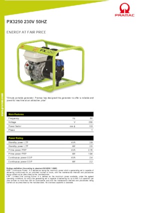 Benzínové elektrocentrály PRAMAC Lifter PX 3250