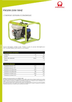 Benzínové elektrocentrály PRAMAC Lifter PX 3250