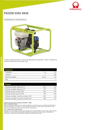 Benzínové elektrocentrály PRAMAC Lifter PX 3250