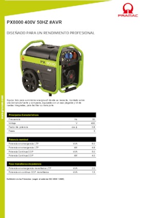 Benzínové elektrocentrály PRAMAC Lifter PX 8000 T