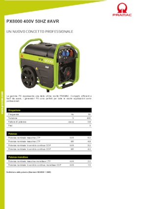 Benzínové elektrocentrály PRAMAC Lifter PX 8000 T