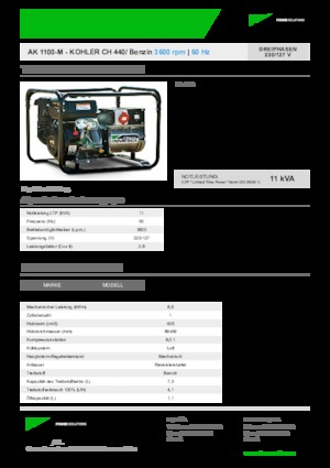 Benzínové elektrocentrály INMESOL AK 1100-M