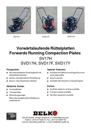 Jednosměrné vibrační desky Delko SV 17 H