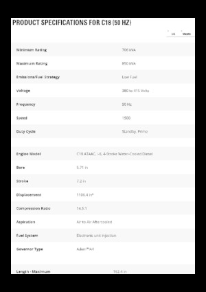Naftové elektrocentrály Caterpillar C18-850