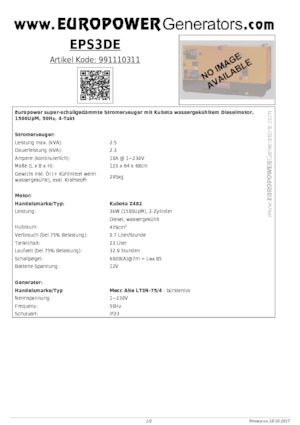 Naftové elektrocentrály Europower EPS3DE (MA)