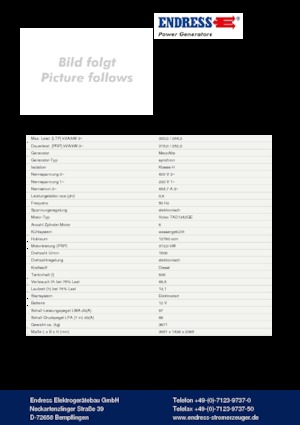 Naftové elektrocentrály Endress ESE 330 VW AS