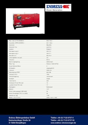 Naftové elektrocentrály Endress ESE 67 PW/MS