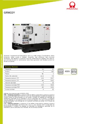 Naftové elektrocentrály PRAMAC Lifter GRW 22 Y