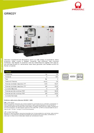 Naftové elektrocentrály PRAMAC Lifter GRW 22 Y